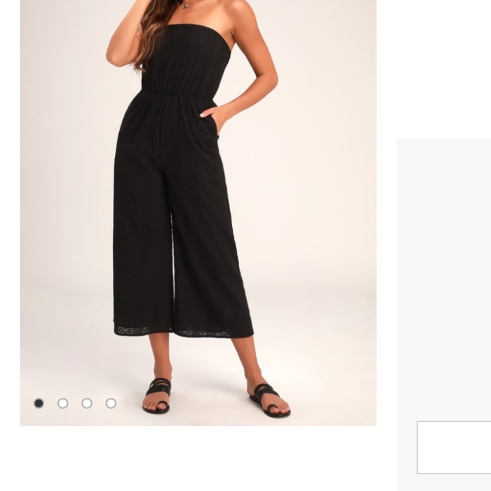 Black embroidered wide-leg jumpsuit